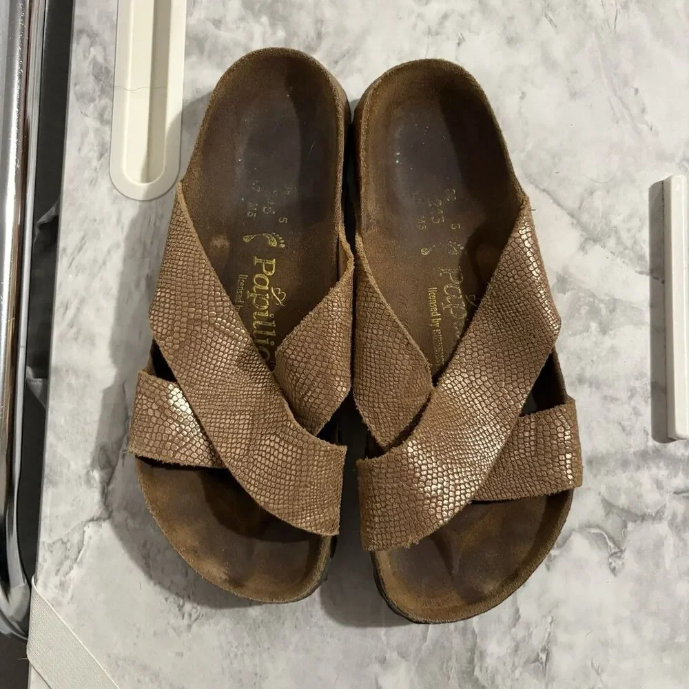 Papillio Birkenstock Daytona Sandals Metallic Gold Hippie Women's 7